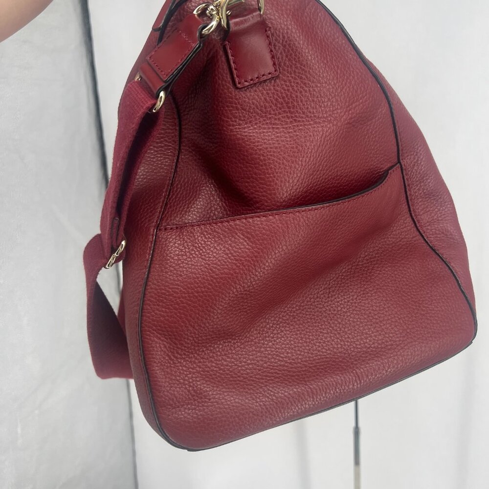 Kate Spade Filipa Pebbled Leather Duffle Overnight Weekend Bag Burgundy - Picture 7 of 17
